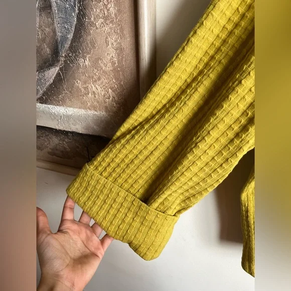 IC Collection Yellow Ribbed Button-Up Jacket - Picture 2 of 8